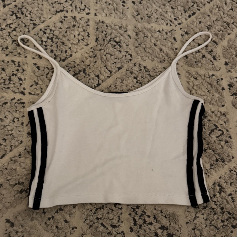 Brandy Melville White Camisole with Black Stripes